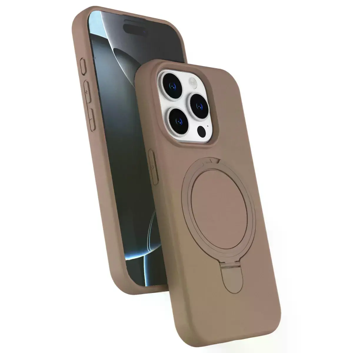 İphone 15 Pro Max Regal Magsafe Standlı Kapak - Çöl Titanyum