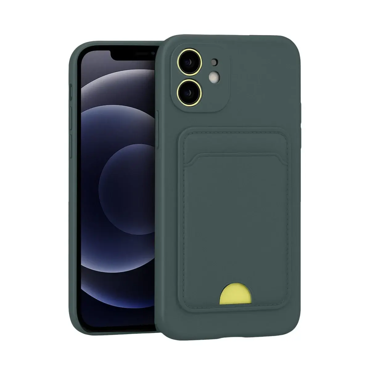 İphone 11 Kılıf Kelvin Kartvizitli Silikon - Koyu Yeşil