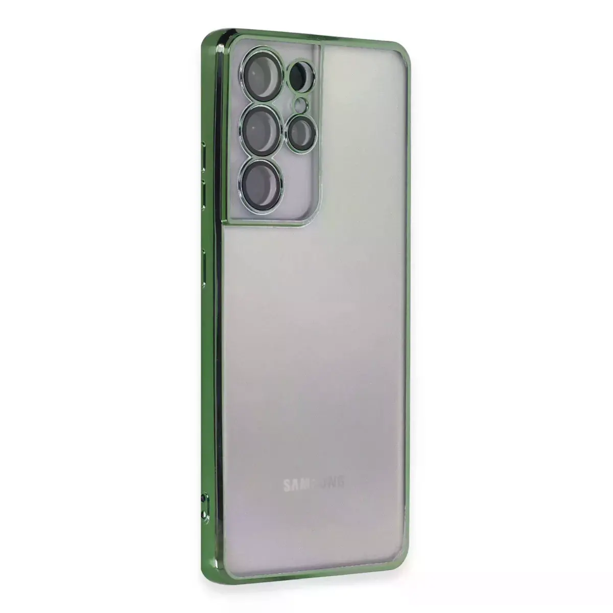 Samsung Galaxy S21 Ultra Kılıf Razer Lensli Silikon - Yeşil