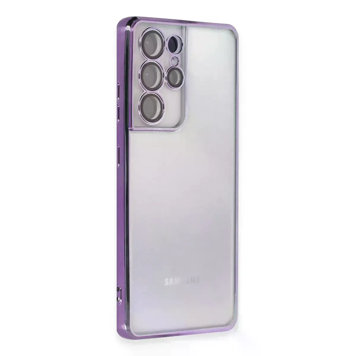 Samsung Galaxy S21 Ultra Kılıf Razer Lensli Silikon - Mor