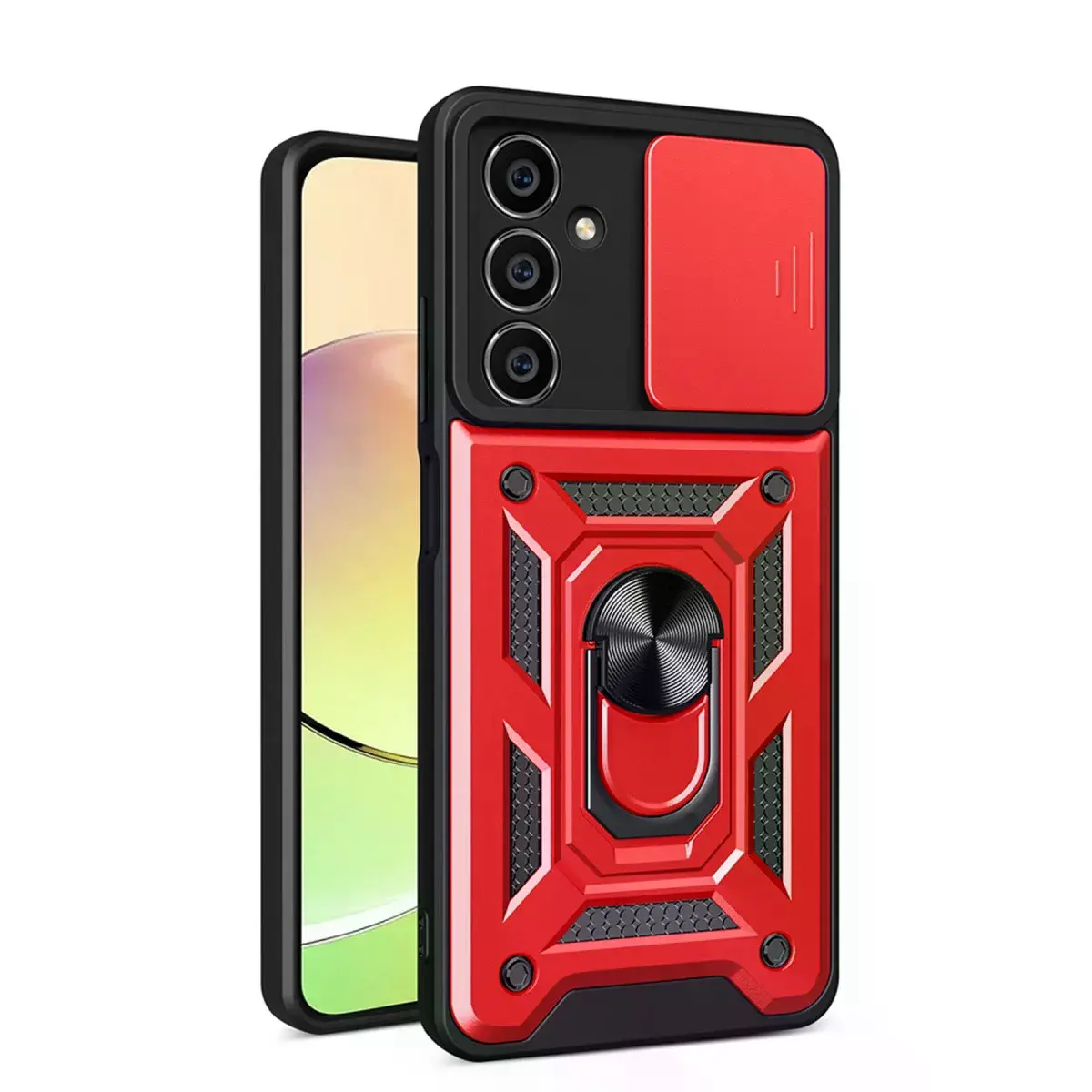 Samsung Galaxy A25 5g Kılıf Pars Lens Yüzüklü Silikon - Kırmızı