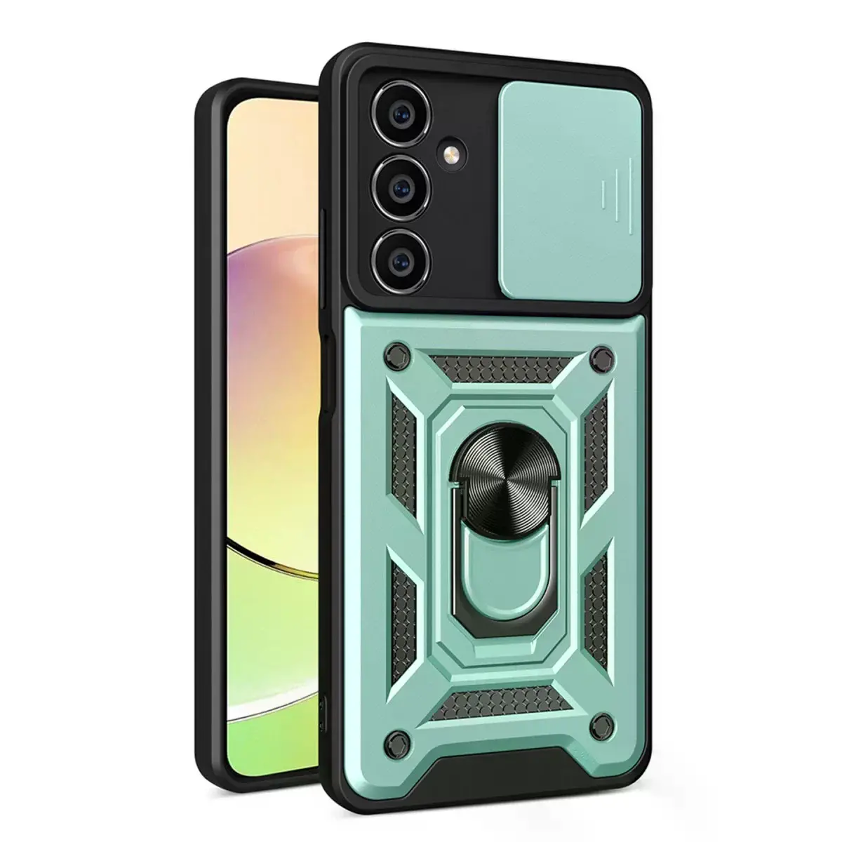 Samsung Galaxy A25 5g Kılıf Pars Lens Yüzüklü Silikon - Yeşil