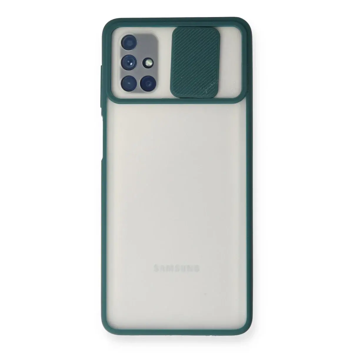 Samsung Galaxy M51 Kılıf Palm Buzlu Kamera Sürgülü Silikon - Yeşil