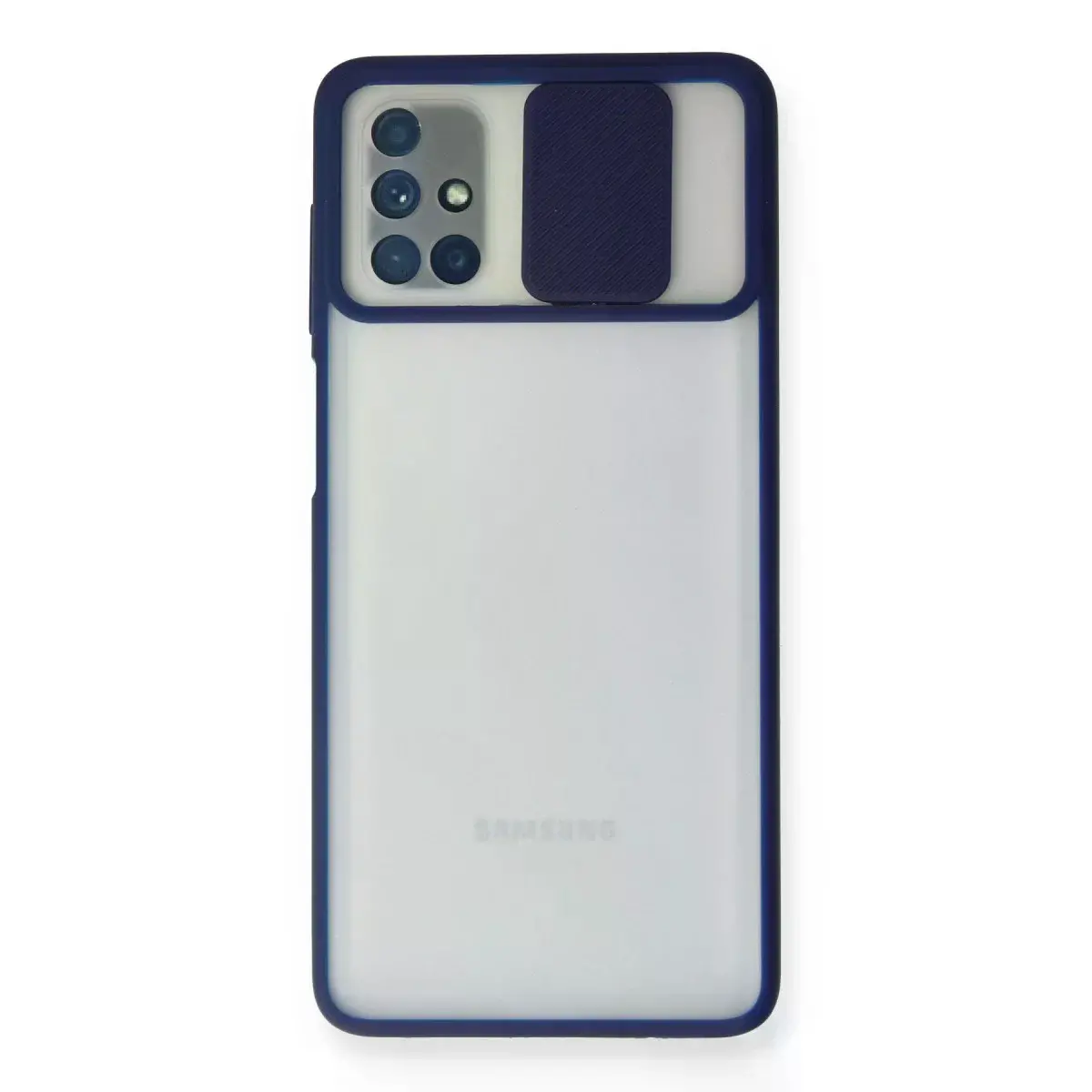 Samsung Galaxy M51 Kılıf Palm Buzlu Kamera Sürgülü Silikon - Lacivert