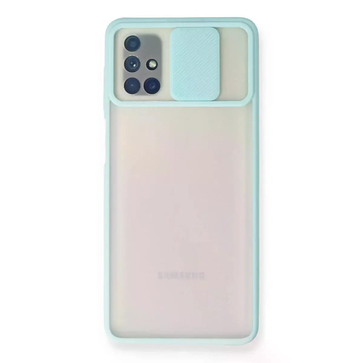 Samsung Galaxy M51 Kılıf Palm Buzlu Kamera Sürgülü Silikon - Turkuaz