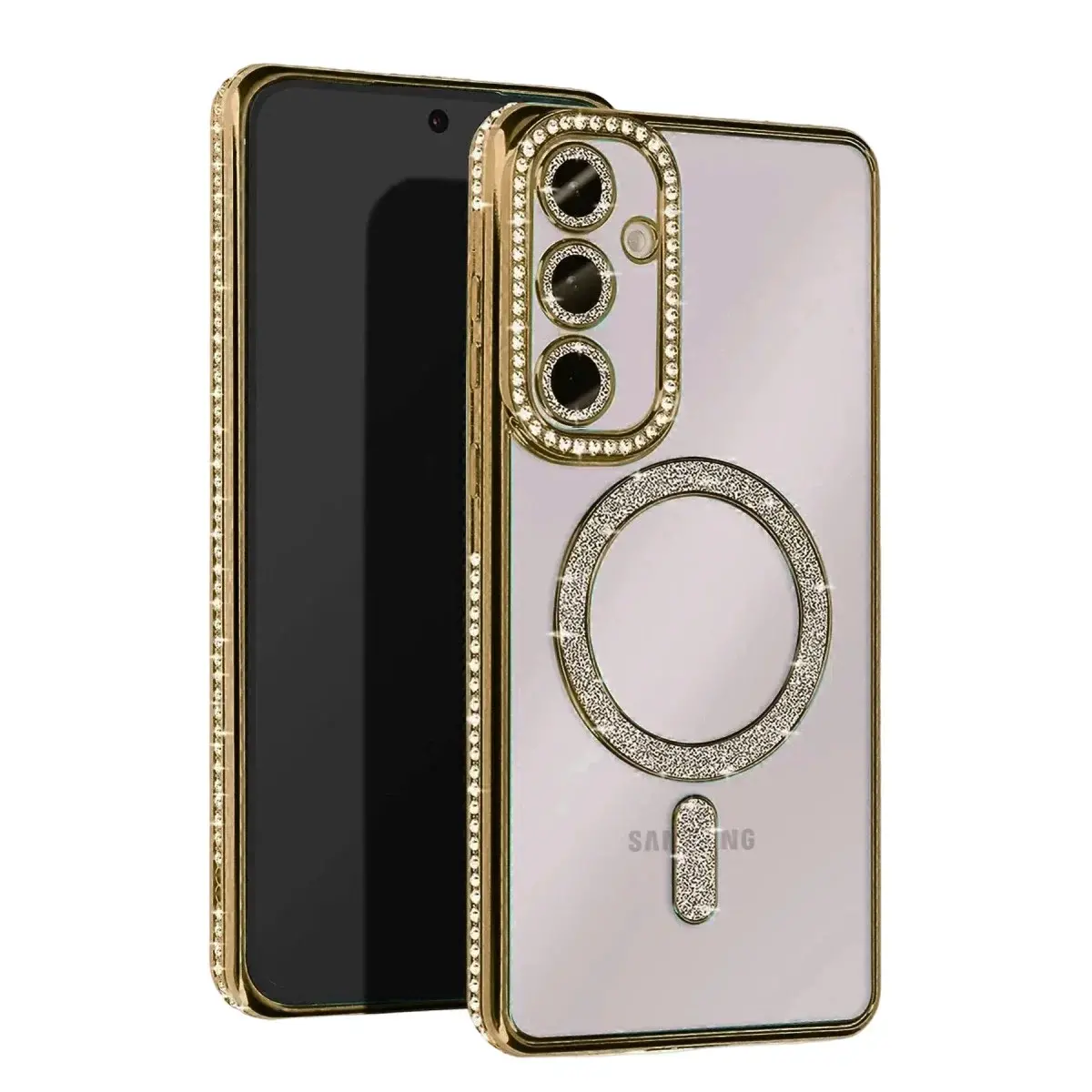 Samsung Galaxy A15 4g Joke Simli Magneticsafe Kılıf - Gold