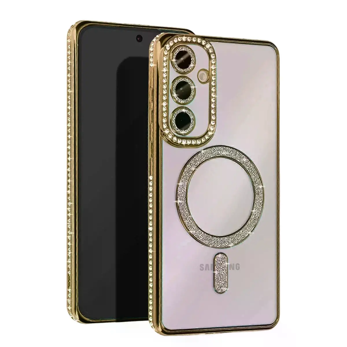 Samsung Galaxy A55 5g Joke Simli Magneticsafe Kılıf - Gold