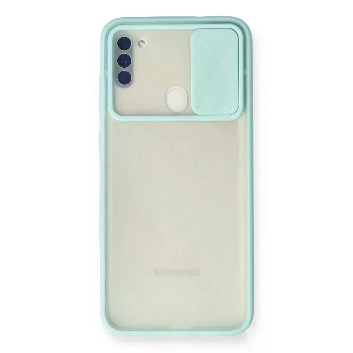 Samsung Galaxy A11 Kılıf Palm Buzlu Kamera Sürgülü Silikon - Turkuaz