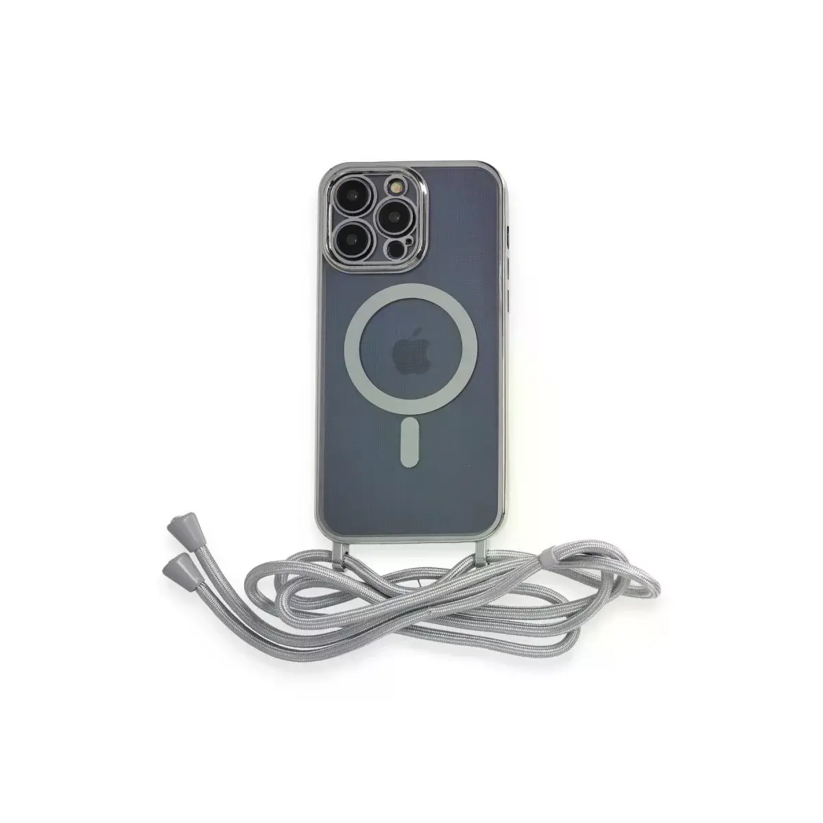 İphone 13 Pro Max Kılıf Divo Lazer Askılı Magsafe Kapak - Gümüş