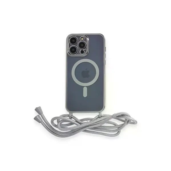 İphone 13 Pro Max Kılıf Divo Lazer Askılı Magsafe Kapak - Gümüş