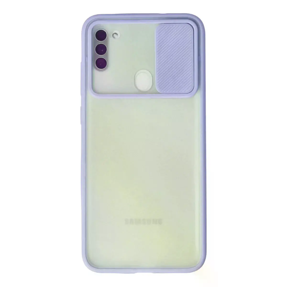 Samsung Galaxy A11 Kılıf Palm Buzlu Kamera Sürgülü Silikon - Lila