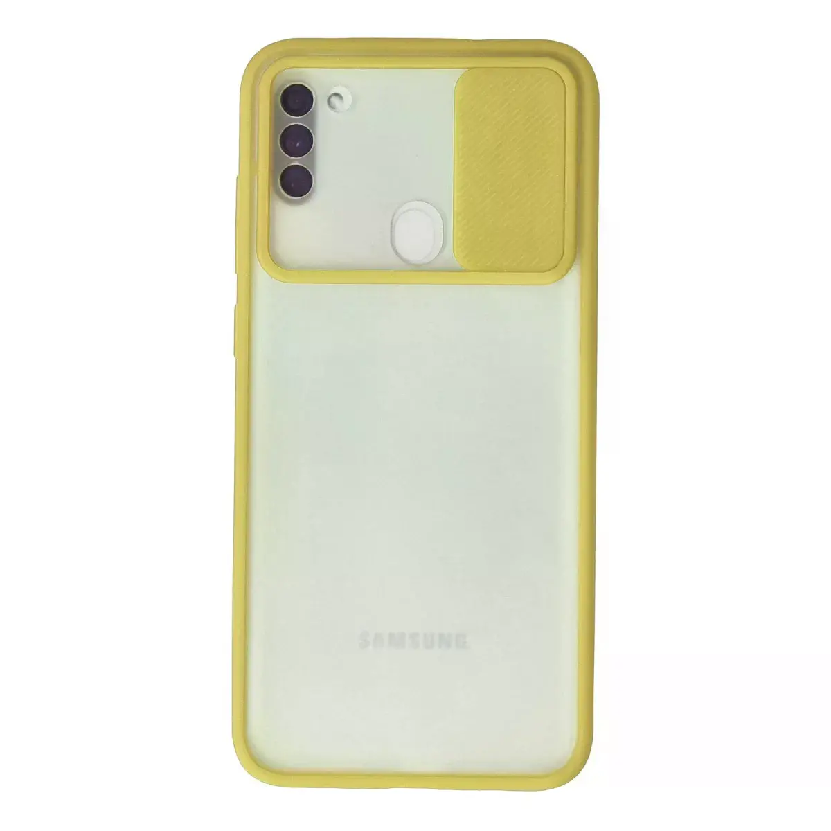 Samsung Galaxy A11 Kılıf Palm Buzlu Kamera Sürgülü Silikon - Sarı