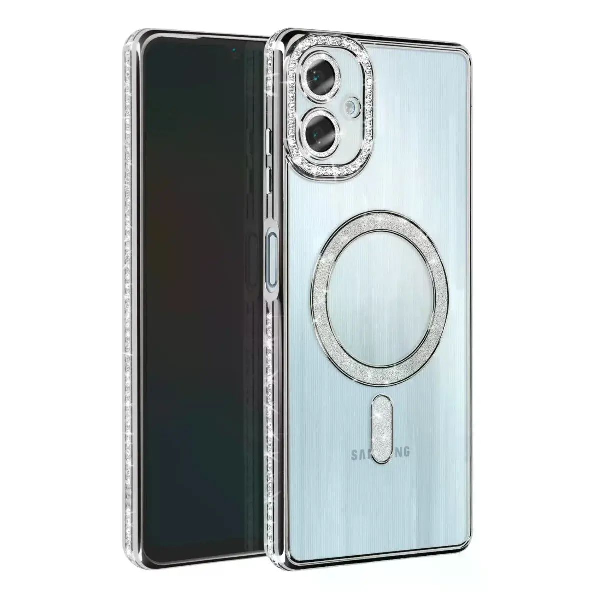 Samsung Galaxy A06 Joke Simli Magneticsafe Kılıf - Gümüş