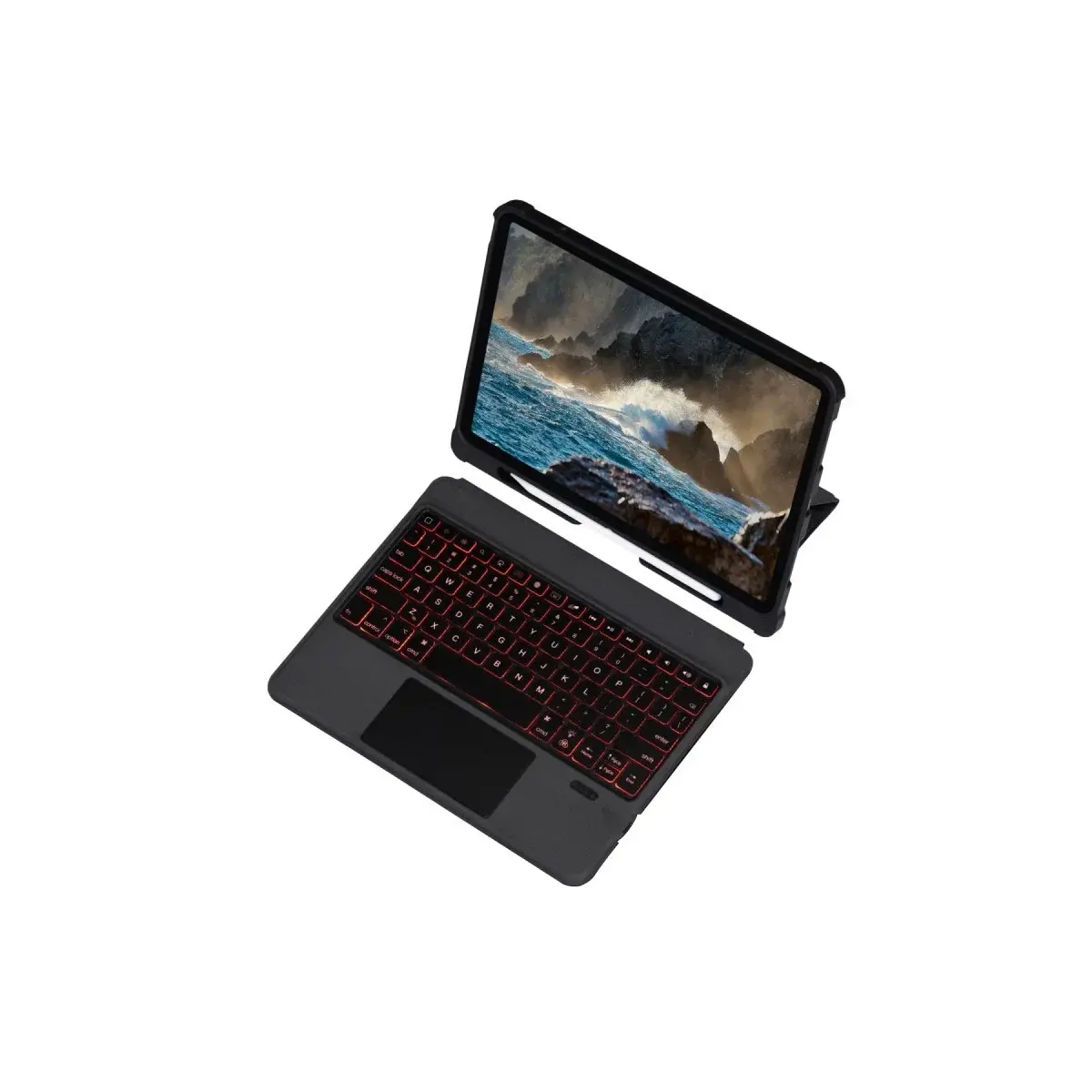 T5209d İpad Pro 12.9 (2021) Kılıf İnter Ledli Klavyeli Tablet Kılıfı - Siyah