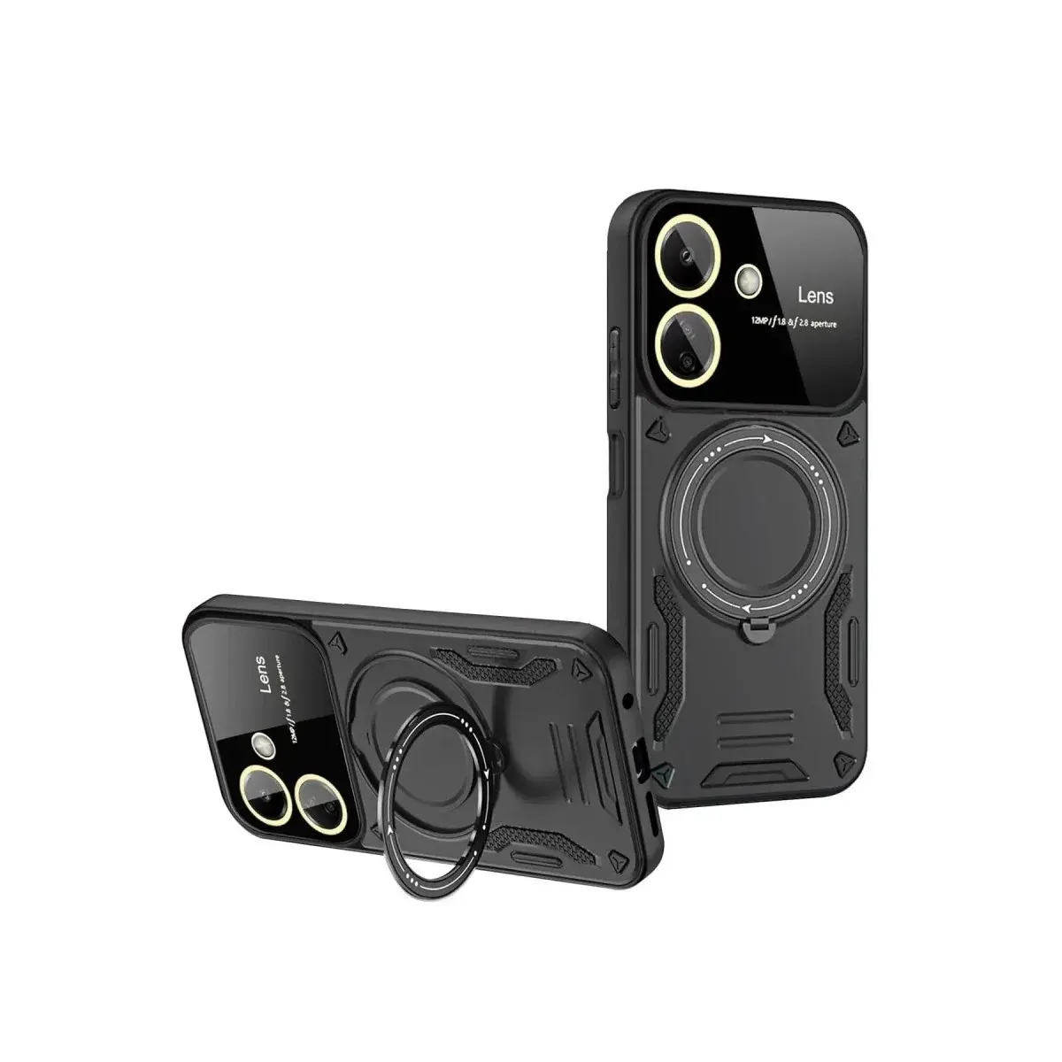 Xiaomi Redmi 13c Kılıf Joy Lens Standlı Kapak - Siyah