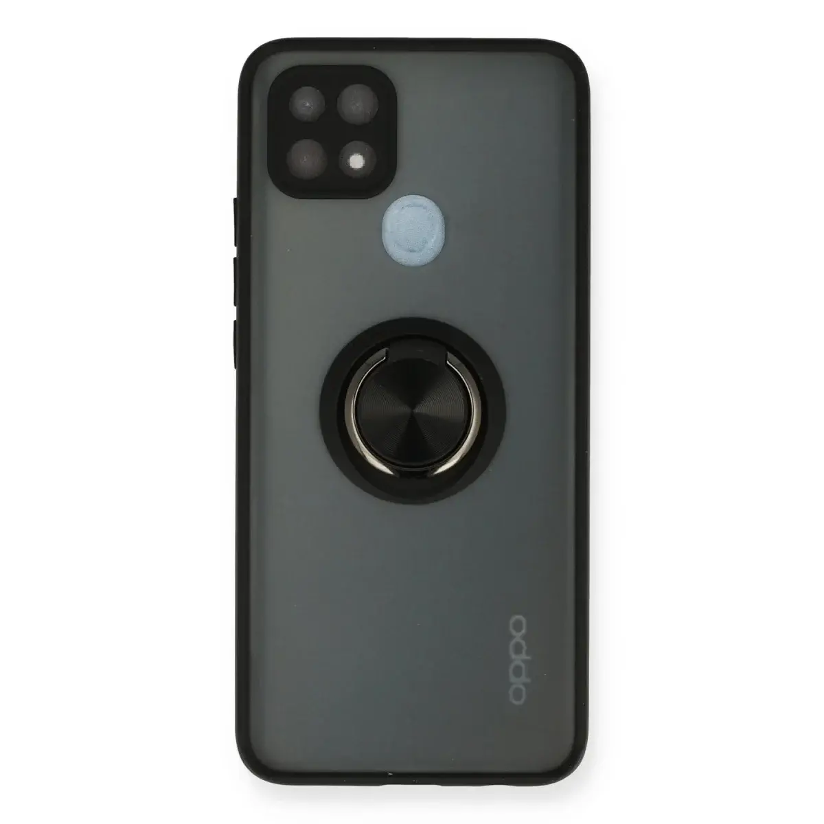 Oppo A15 Kılıf Montreal Yüzüklü Silikon Kapak - Siyah