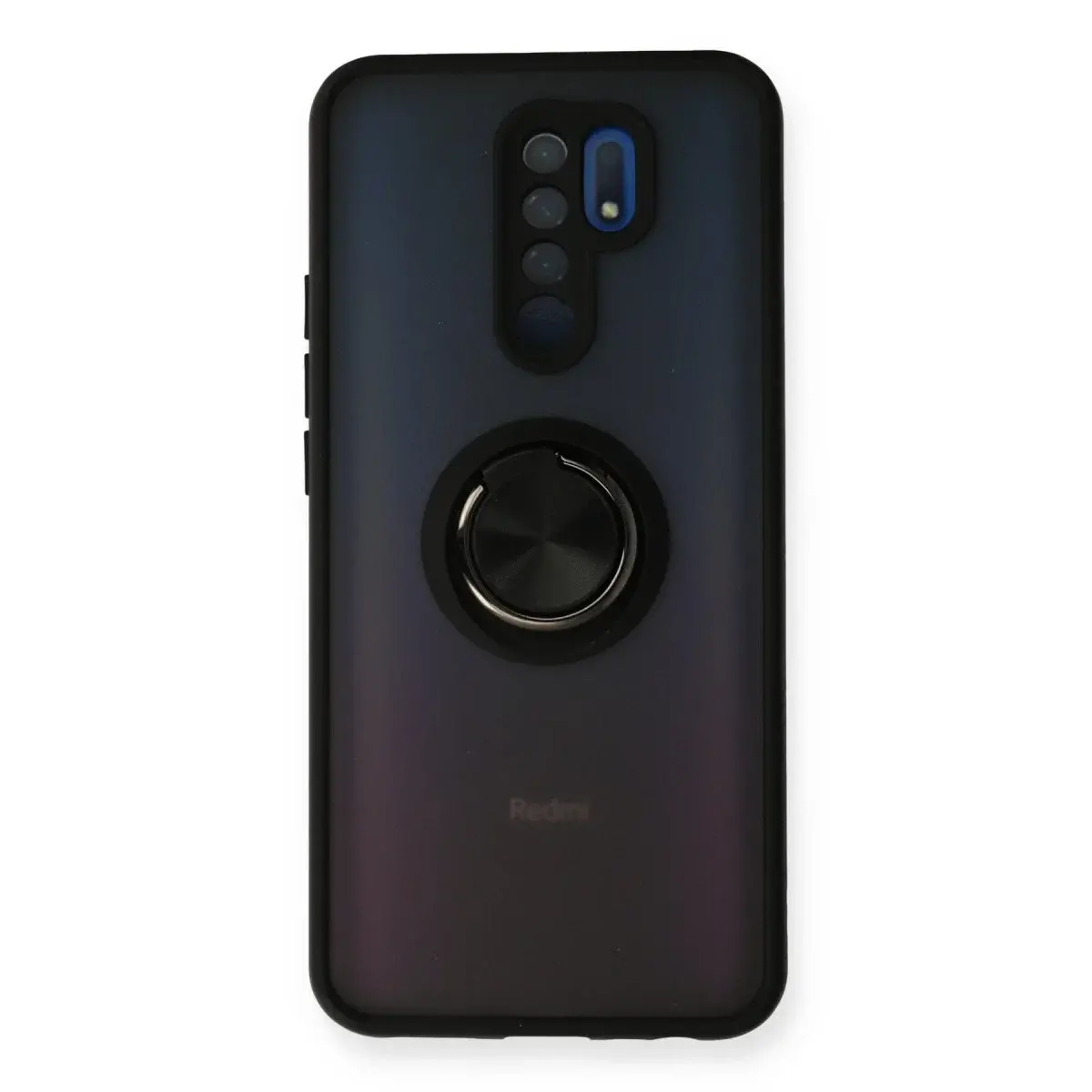 Xiaomi Redmi 9 Kılıf Montreal Yüzüklü Silikon Kapak - Siyah