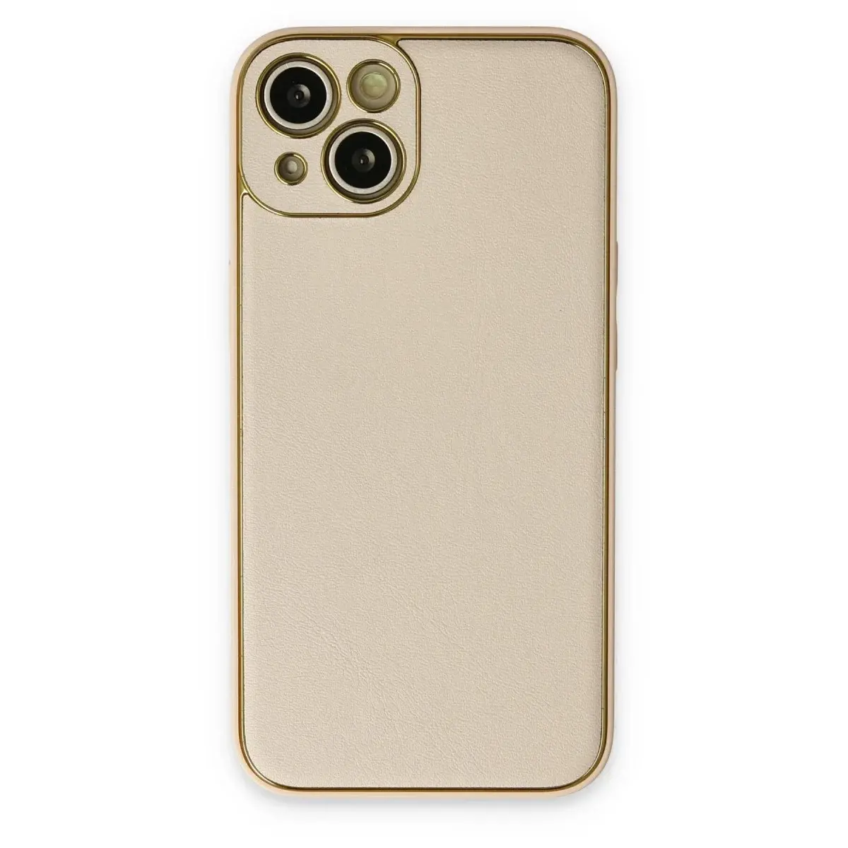 İphone 14 Plus Kılıf Coco Deri Silikon Kapak - Gold