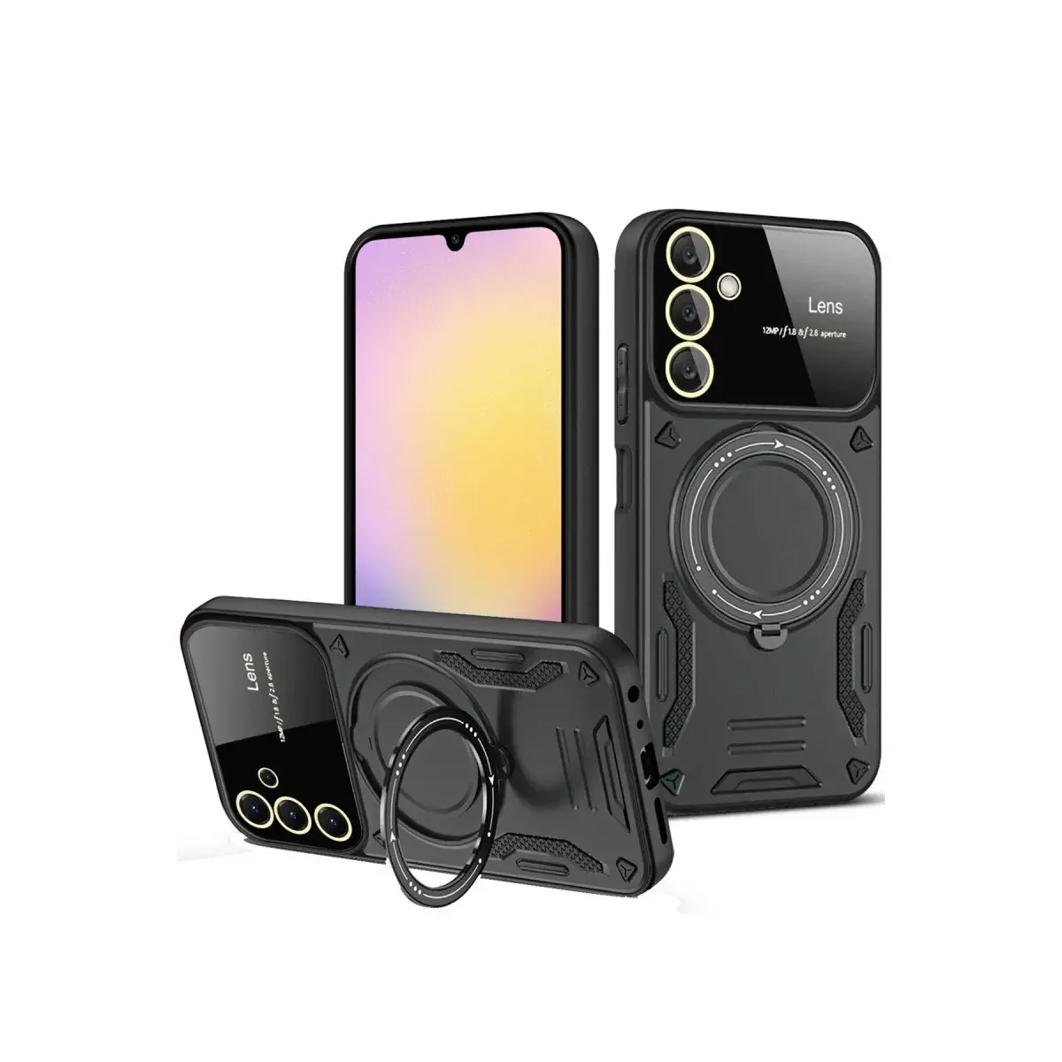 Samsung Galaxy A54 5g Kılıf Joy Lens Standlı Kapak - Siyah