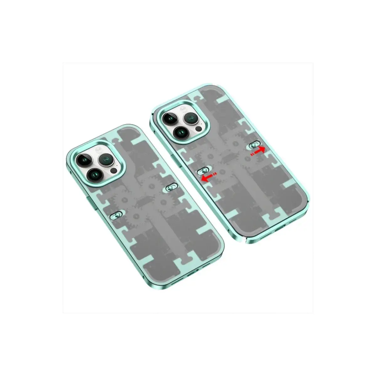 İphone 14 Pro Kılıf Mekanik Bumper Kapak - Yeşil