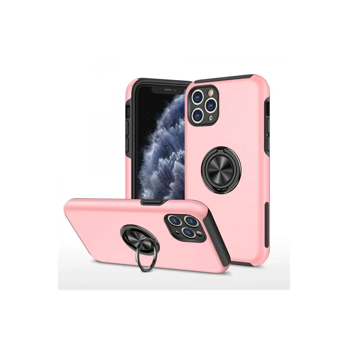 İphone 11 Pro Max Kılıf Elit Yüzüklü Kapak - Pembe