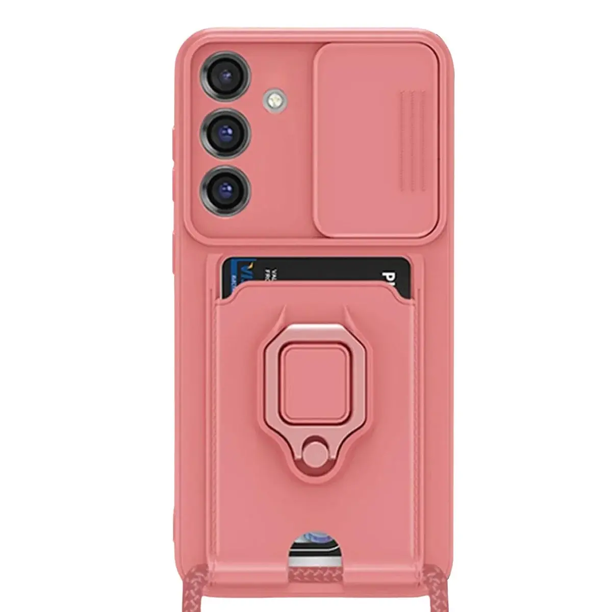 Samsung Galaxy S25 Plus Kılıf Zuma Kartvizitli Yüzüklü Silikon - Pembe