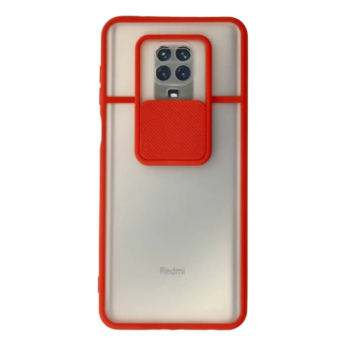 Xiaomi Redmi Note 9 Pro Kılıf Palm Buzlu Kamera Sürgülü Silikon - Kırmızı