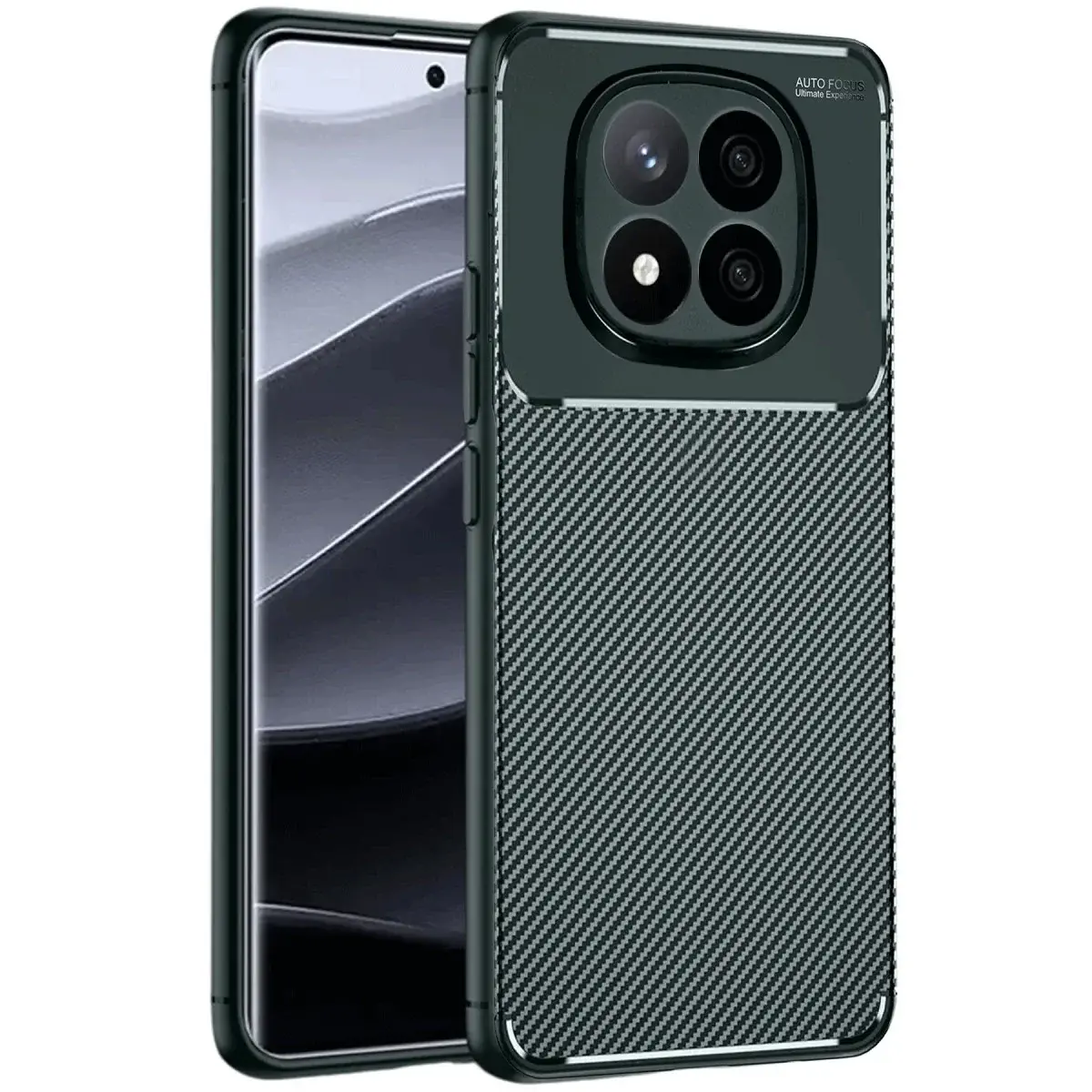 Xiaomi Redmi Note 14 Pro 5g Kılıf Auto Focus Karbon Kapak - Koyu Yeşil