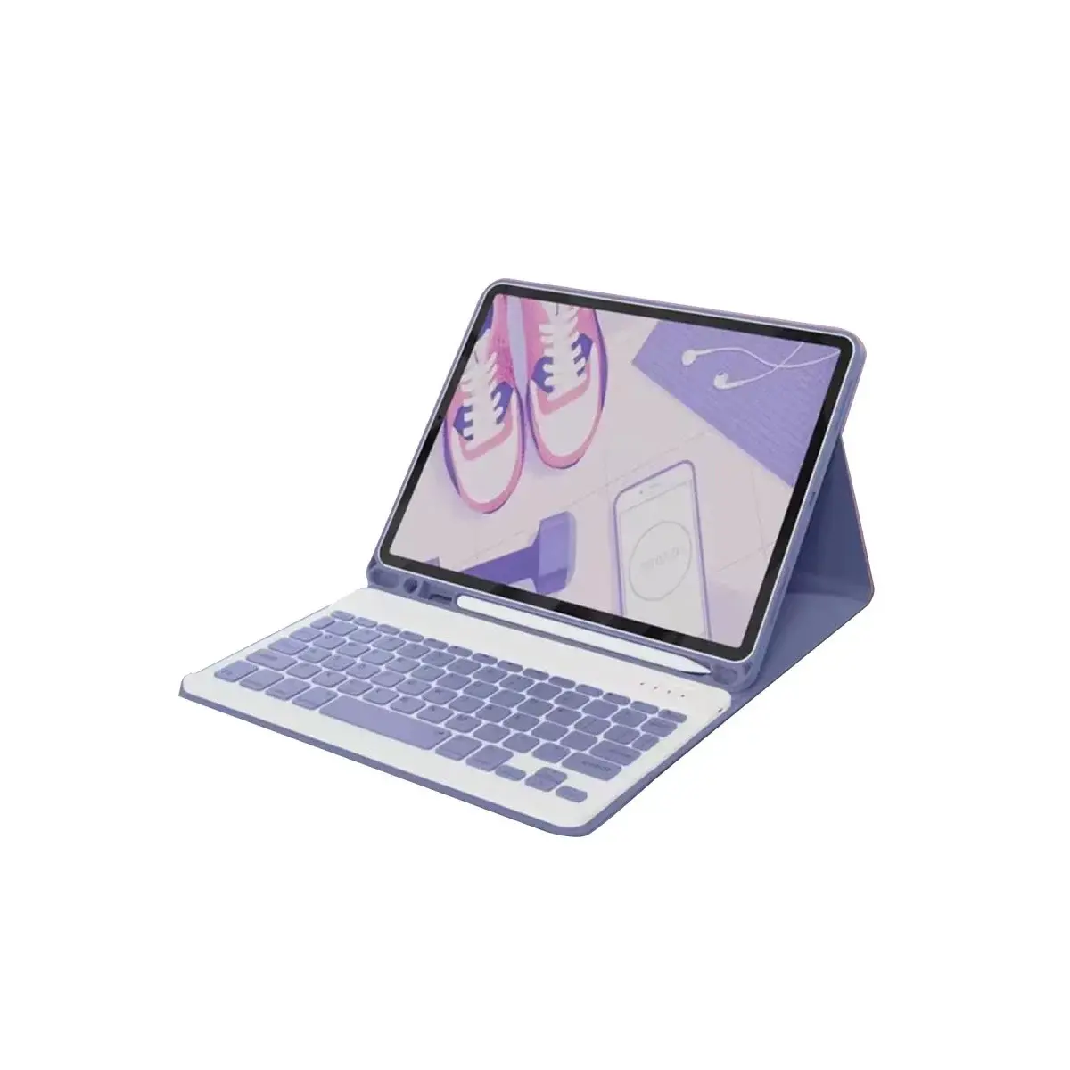 İpad Air 11 (2024) Kılıf Kc01 Smart Klavyeli Tablet Kılıfı - Derin Mor