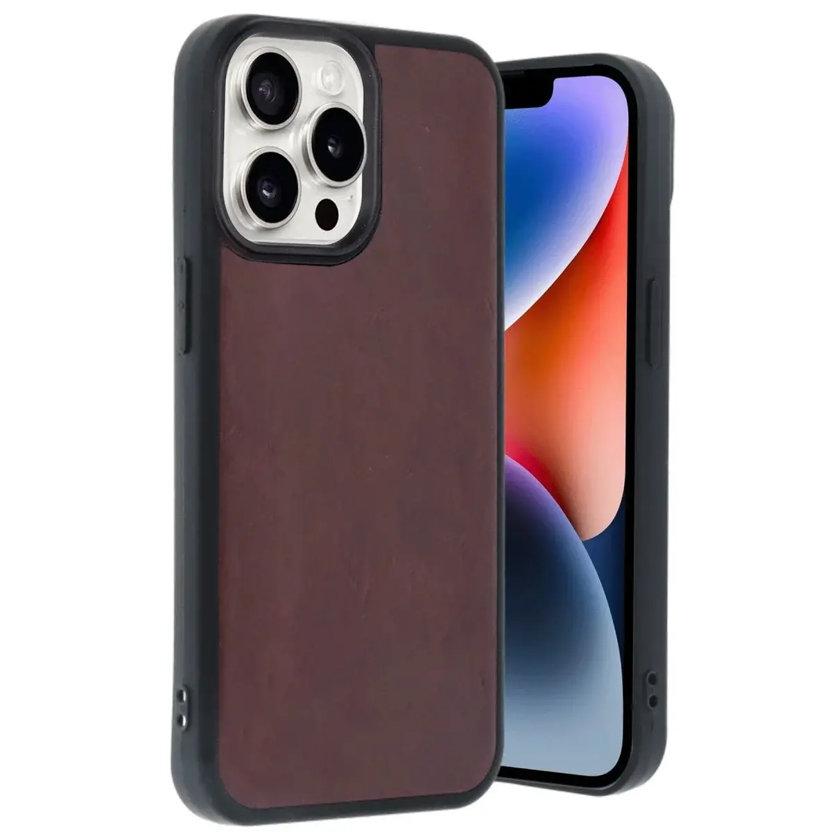 İphone 14 Pro Max Kılıf Aras Deri Kapak - Bordo