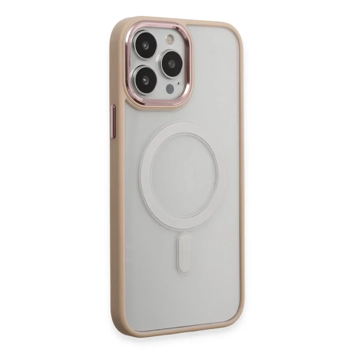 İphone 15 Pro Max Kılıf Room Magneticsafe Silikon - Pudra