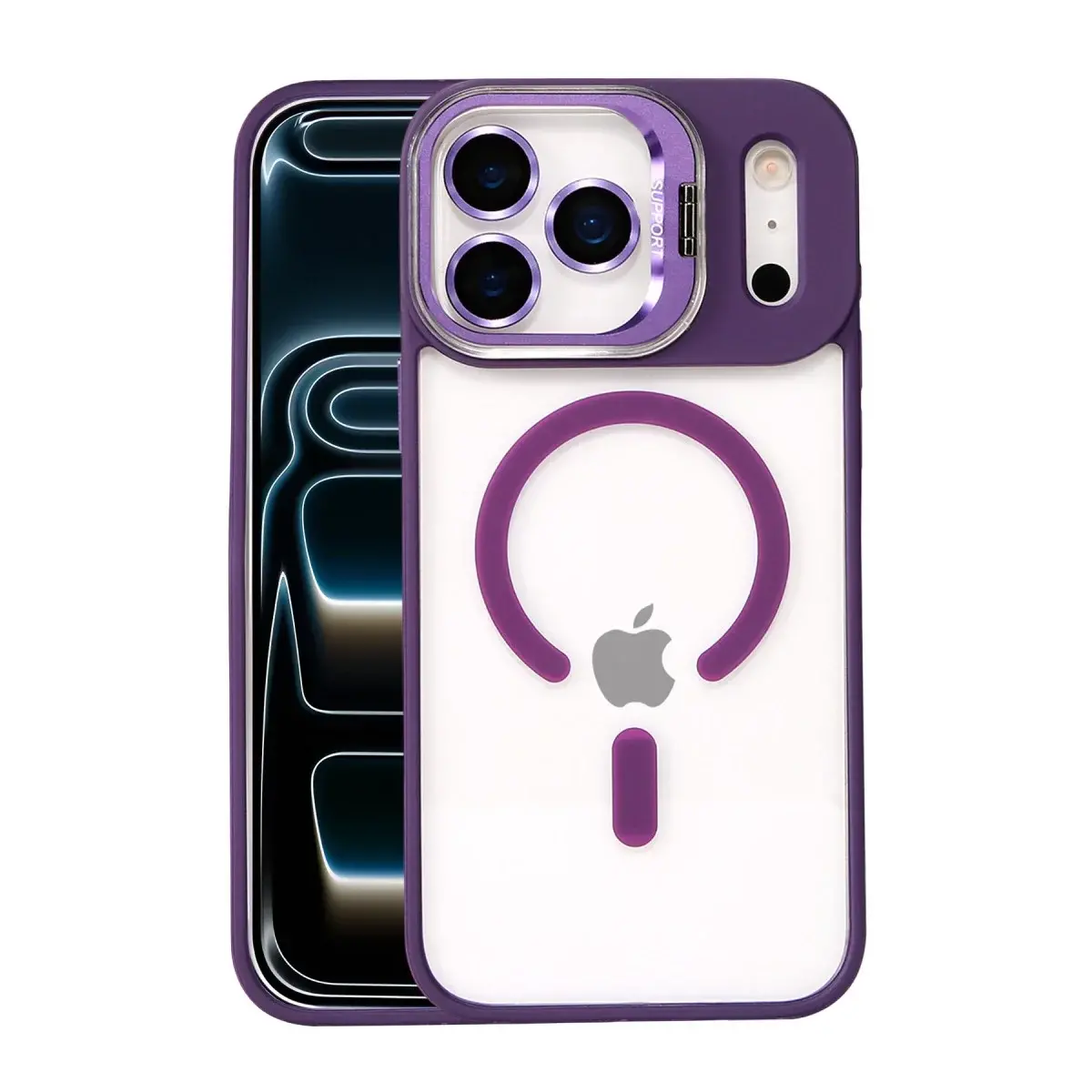 Joko  İphone 17 Pro Remim Lensli Magsafe Standlı Kapak - Derin Mor
