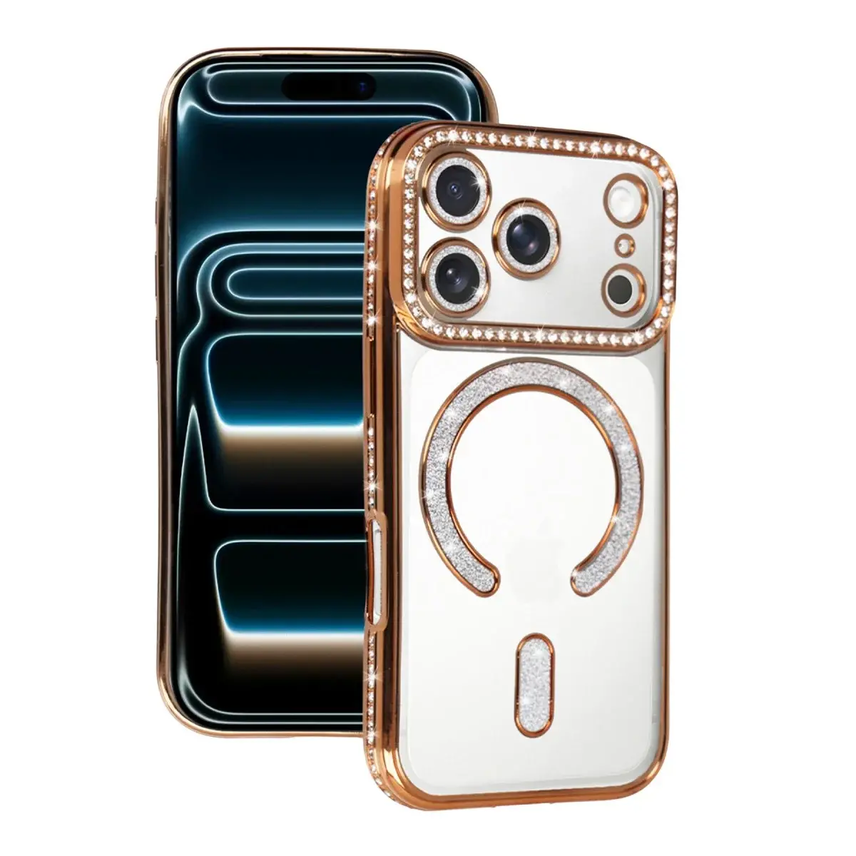 İphone 17 Pro Joke Simli Magneticsafe Kılıf - Turuncu