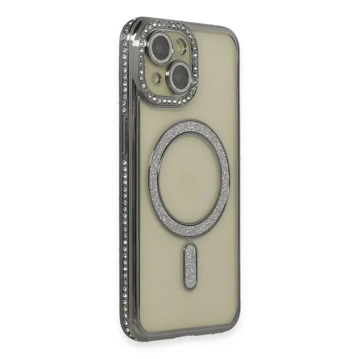 İphone 15 Kılıf Joke Simli Magneticsafe Kılıf - Gri