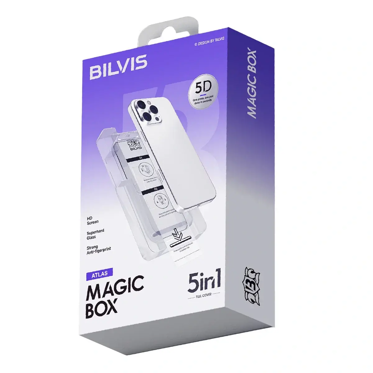 İphone 15 Pro Bilvis 5in1 3d Magic Cam Ekran Koruyucu - Siyah