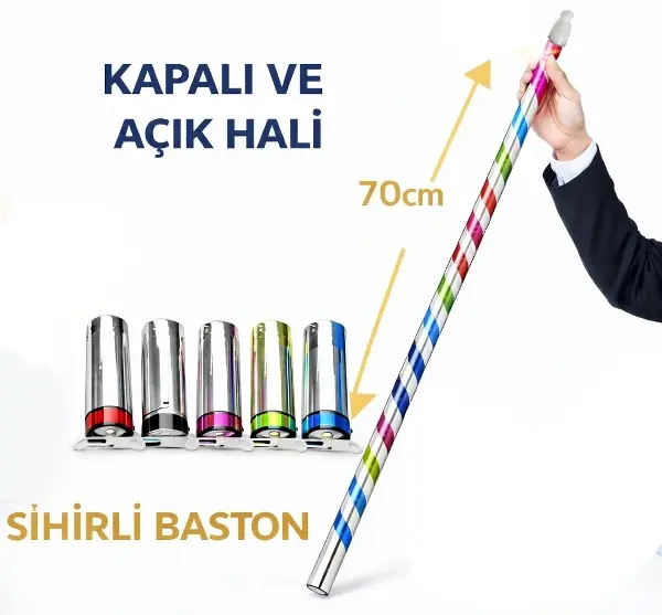Sihirli Açılır Baston – Mendilden Bastona İlizyon Oyunu (70 Cm)