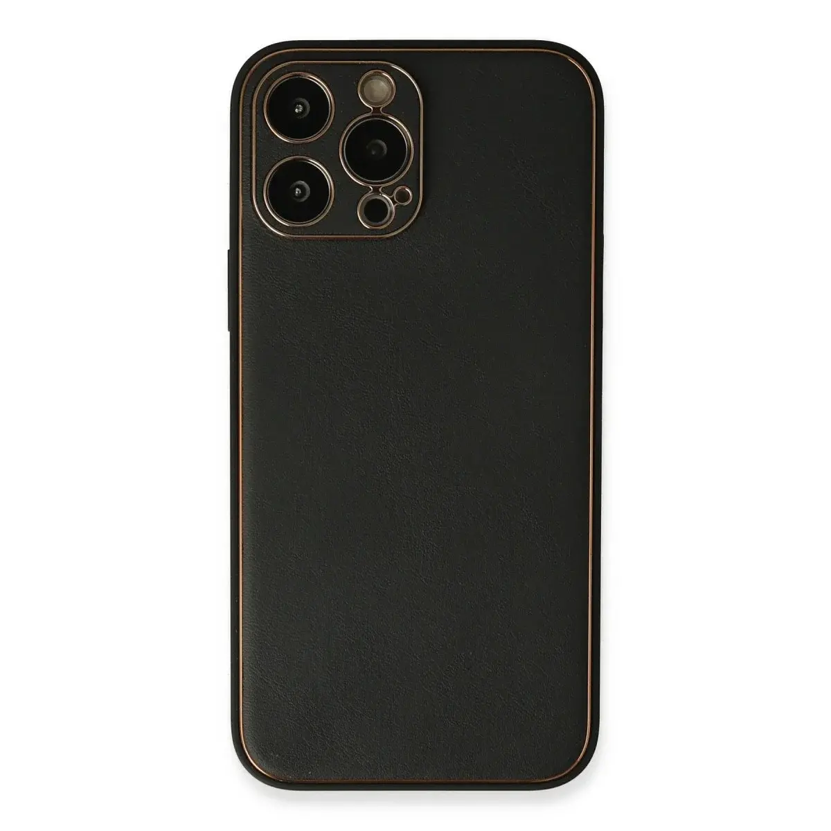 İphone 13 Pro Max Kılıf Coco Deri Silikon Kapak - Siyah