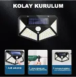 100 Led DIŞ Mekan Solar Aydınlatma Fotoselli Solar Lamba Hareket Sensörlü-4