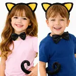 Sarı Kulaklı Kedi Kostüm Seti – Taç Papyon Kuyruk 3 Parça-2