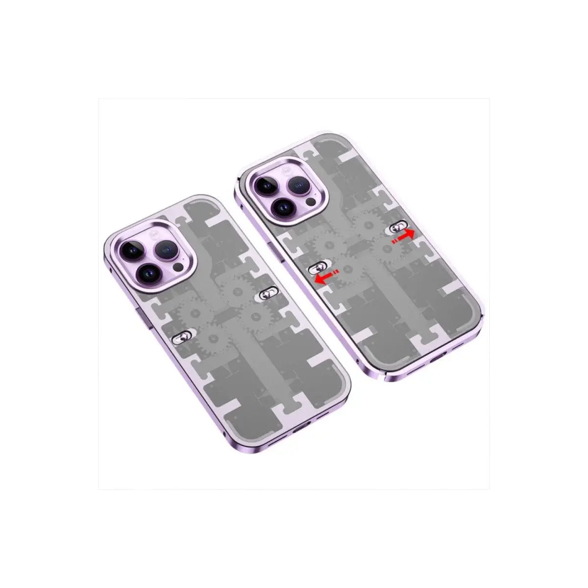 İphone 14 Pro Max Kılıf Mekanik Bumper Kapak - Derin Mor