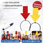 Kişiselleştirilebilir Ok İşaretli Mesaj Tacı (2’li Set Sarı-Kırmızı)-1