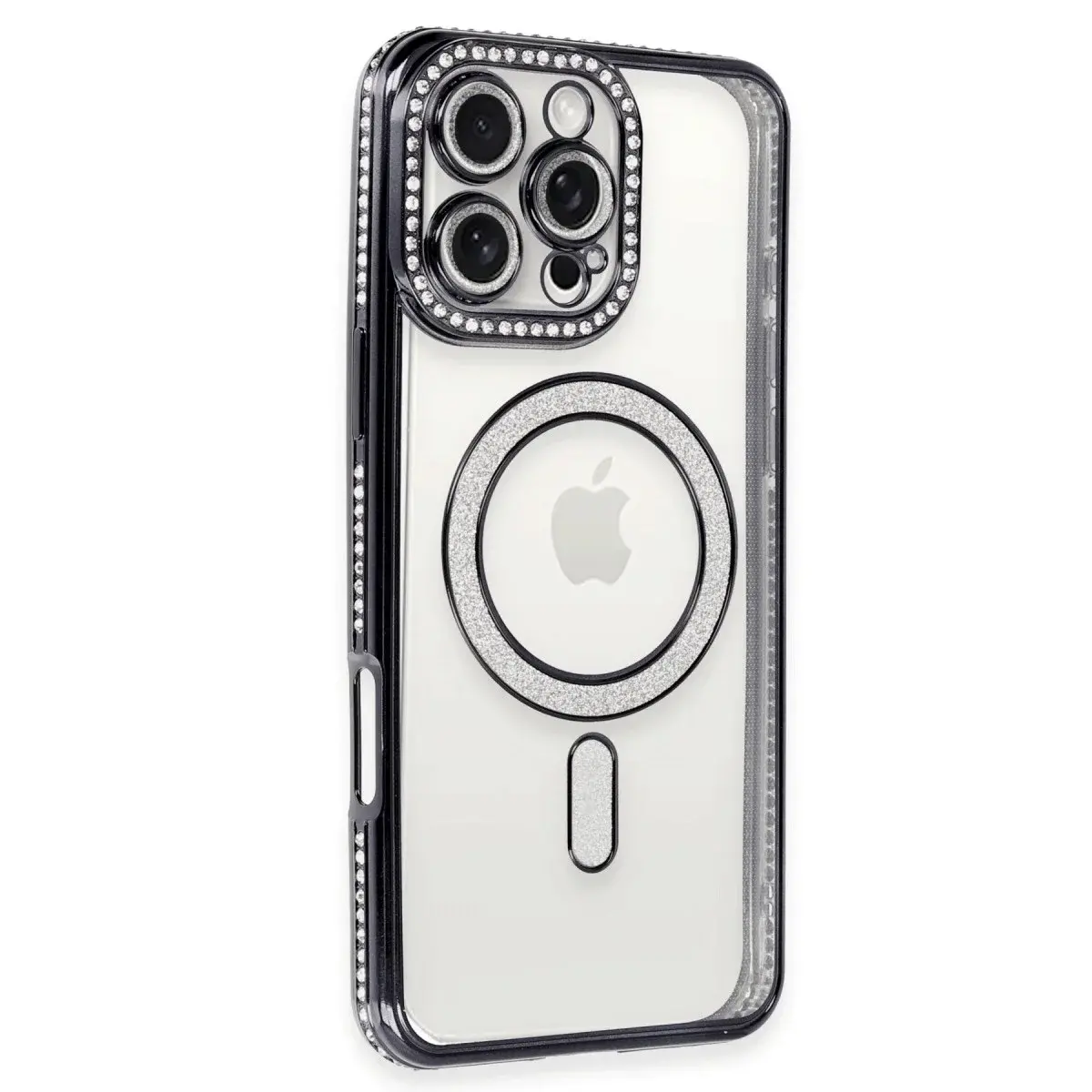 İphone 16 Pro Max Kılıf Joke Simli Magneticsafe Kılıf - Gri