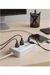 &nbsp;Akım Korumalı Priz ve Masaüstü Şarj İstasyonu Kablosuz 3 Priz ,4 USB, 2 Type-C Girişli 2 Metre-3