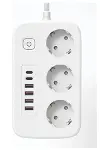 &nbsp;Akım Korumalı Priz ve Masaüstü Şarj İstasyonu Kablosuz 3 Priz ,4 USB, 2 Type-C Girişli 2 Metre-4