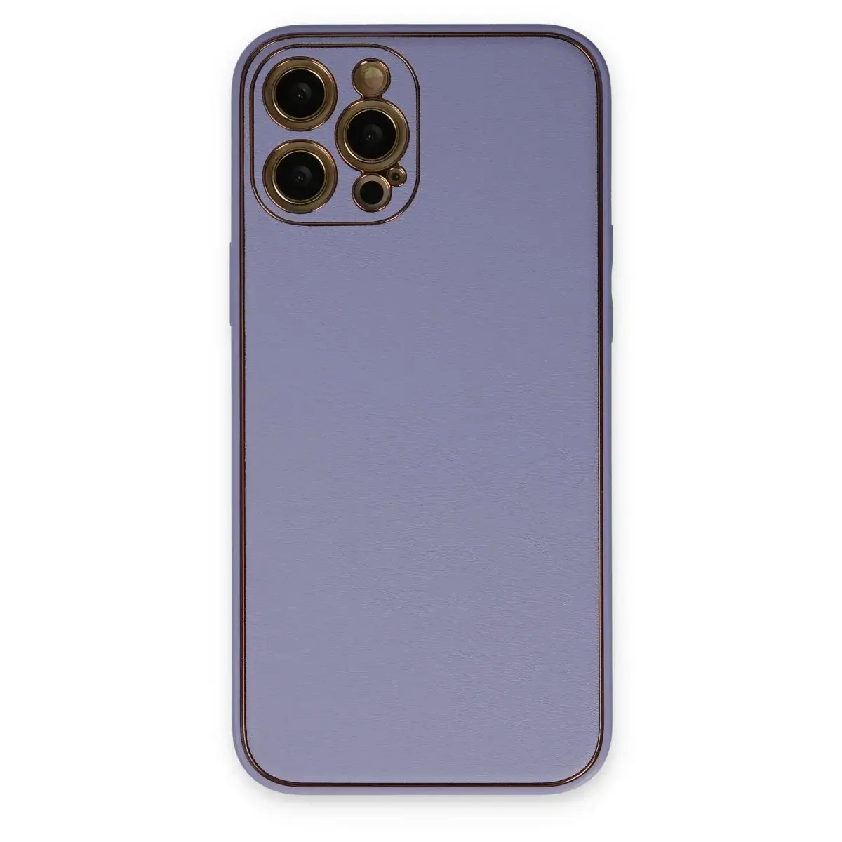İphone 12 Pro Max Kılıf Coco Deri Silikon Kapak - Açık Lila