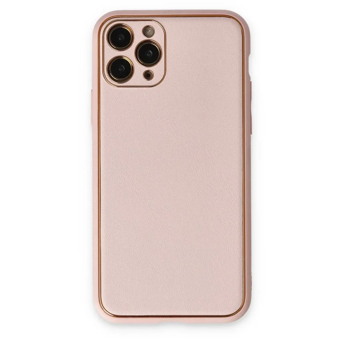 İphone 11 Pro Max Kılıf Coco Deri Silikon Kapak - Pudra