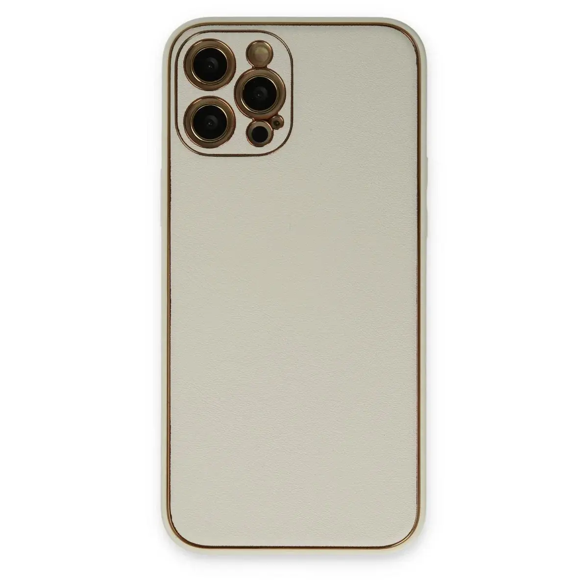 İphone 12 Pro Kılıf Coco Deri Silikon Kapak - Beyaz