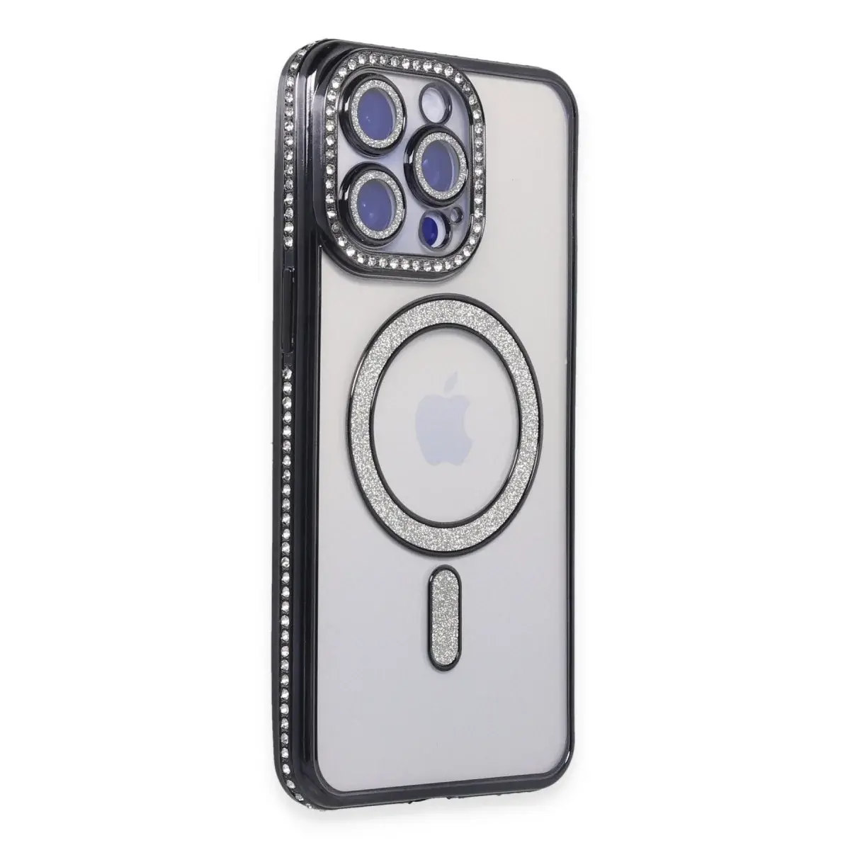İphone 14 Pro Max Kılıf Joke Simli Magneticsafe Kılıf - Siyah