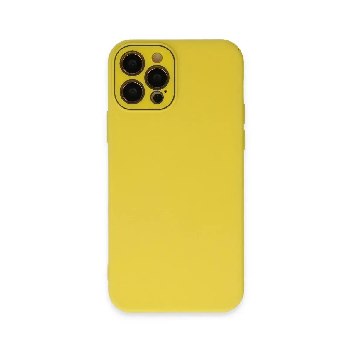 İphone 12 Pro Max Kılıf Lansman Glass Kapak - Sarı