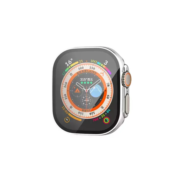 Watch Ultra 49mm Legend Camlı Kasa Ekran Koruyucu - Gümüş